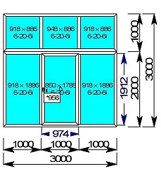 Раздвижные пластиковые окна (Портал) 3х3 GEALAN S8000 74/6 ROTO Alversa