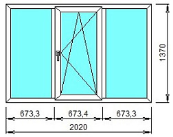 Пластиковое окно GEALAN S9000 трехстворчатое 83/6 ROTO-NT